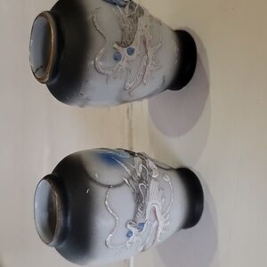 Pair of Small Vintage Dragon Vases